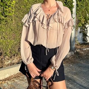 Zara Cream Ruffle Blouse